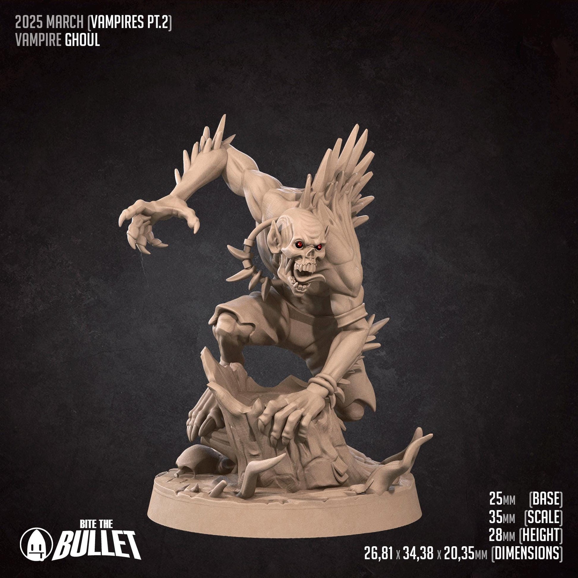 Ghoul | Vampires Pt. 2 | Bite The Bullet | 35mm Scale | Resin Printed Tabletop RPG Miniature Figures | DND | 5E