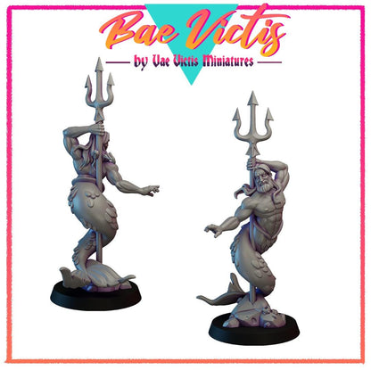 Merman | Bae Victis | Vae Victis Miniatures | 32mm and 75mm Scale Resin Printed Tabletop RPG Figures for Tabletop RPG's