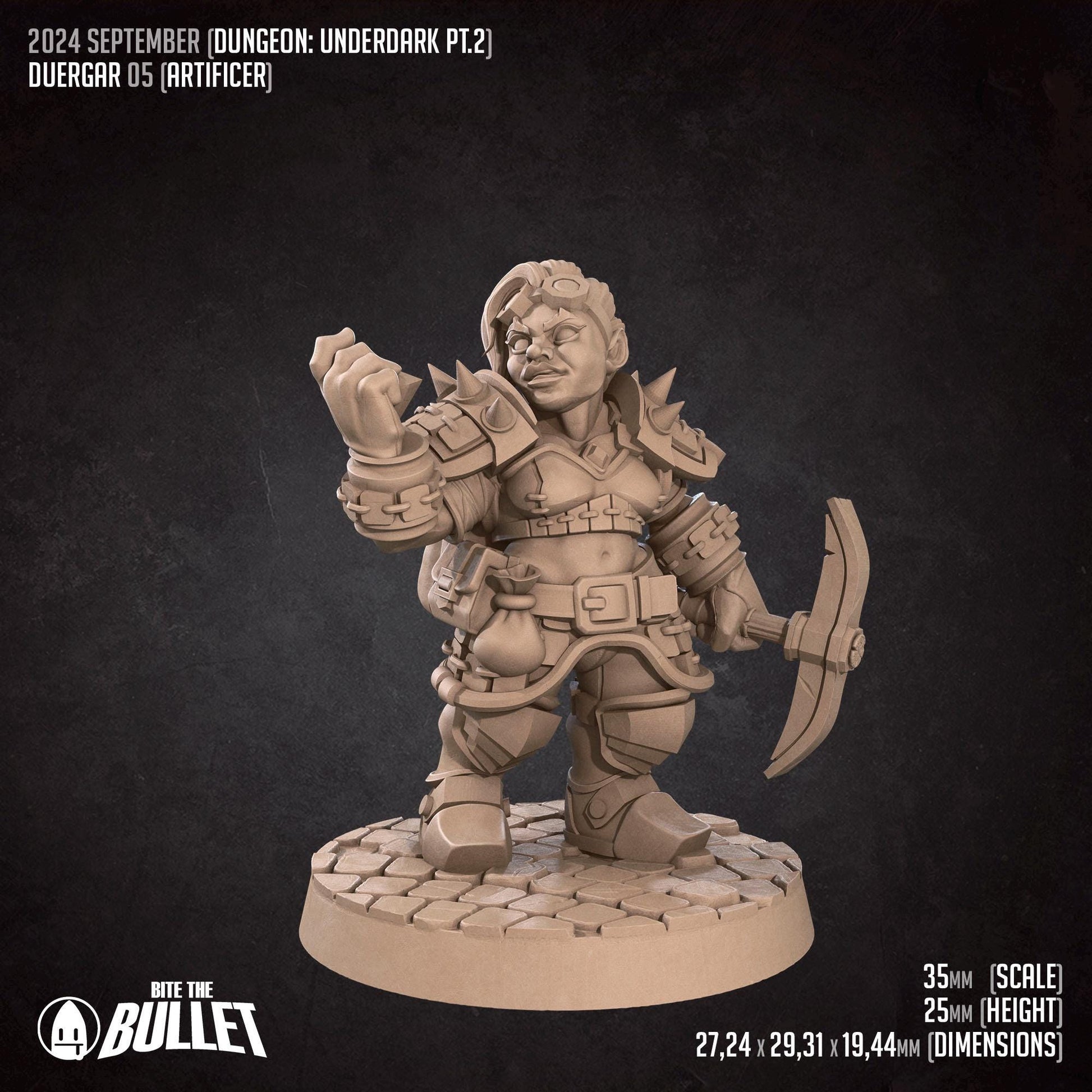Duergar Artificer | Dungeon Underdark | Bite The Bullet | 35mm Scale | Resin Printed Tabletop RPG Miniature Figures | DND | 5E