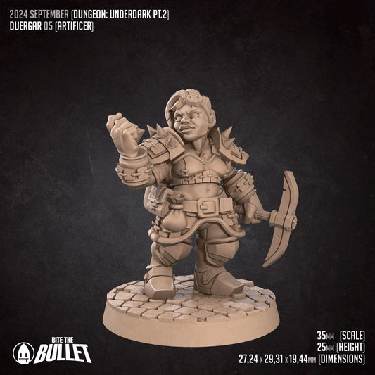 Duergar Artificer | Dungeon Underdark | Bite The Bullet | 35mm Scale | Resin Printed Tabletop RPG Miniature Figures | DND | 5E