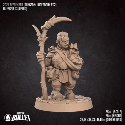 Duergar Druid | Dungeon Underdark | Bite The Bullet | 35mm Scale | Resin Printed Tabletop RPG Miniature Figures | DND | 5E