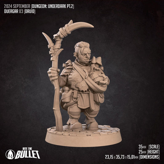 Duergar Druid | Dungeon Underdark | Bite The Bullet | 35mm Scale | Resin Printed Tabletop RPG Miniature Figures | DND | 5E