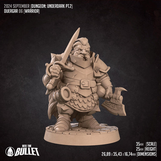 Duergar Fighter | Dungeon Underdark | Bite The Bullet | 35mm Scale | Resin Printed Tabletop RPG Miniature Figures | DND | 5E
