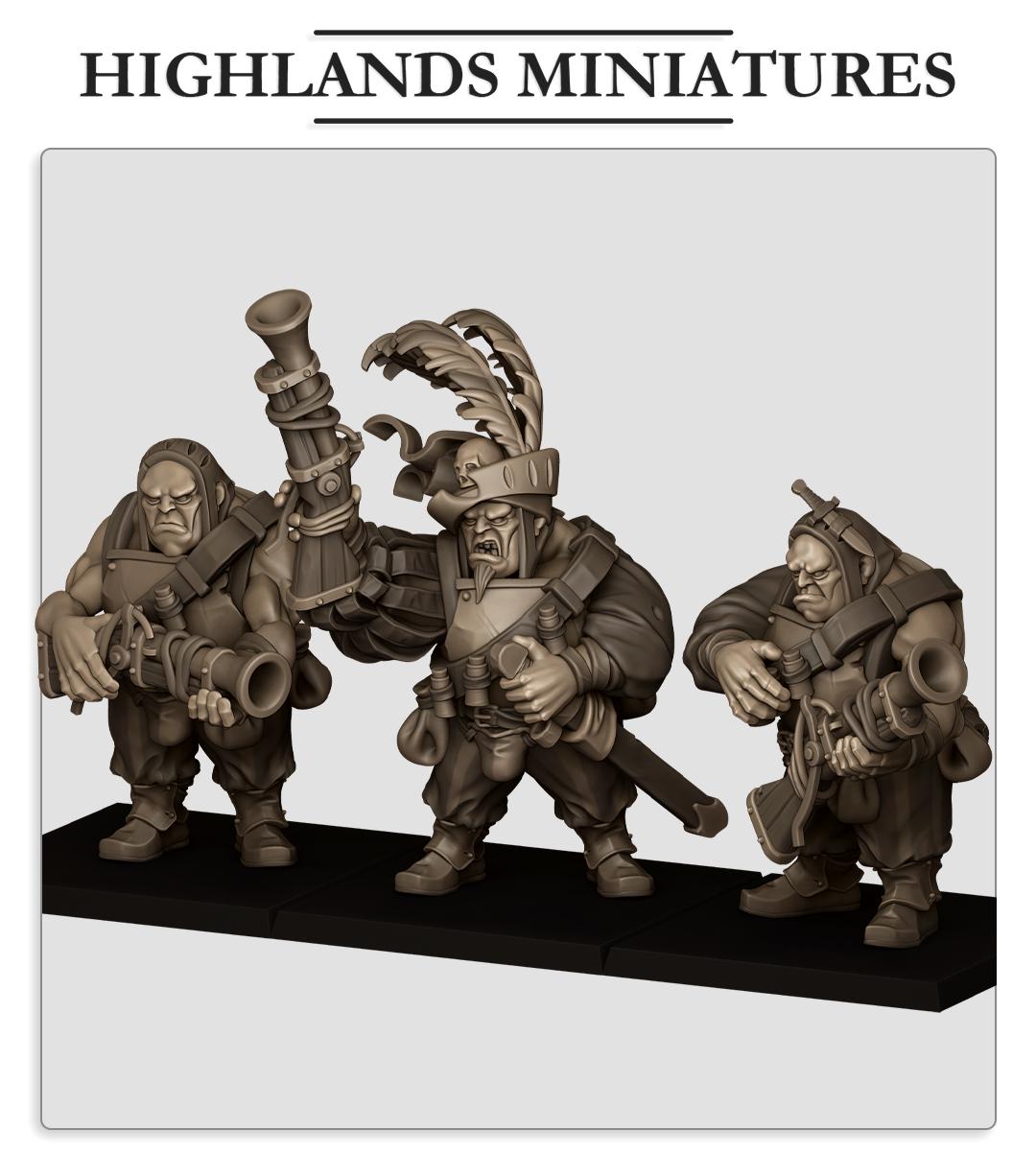 Ogres With Blunderbuss | Sunland | Highland Miniatures | 32mm Scale Resin Tabletop RPG Figures for Roleplaying and Wargaming