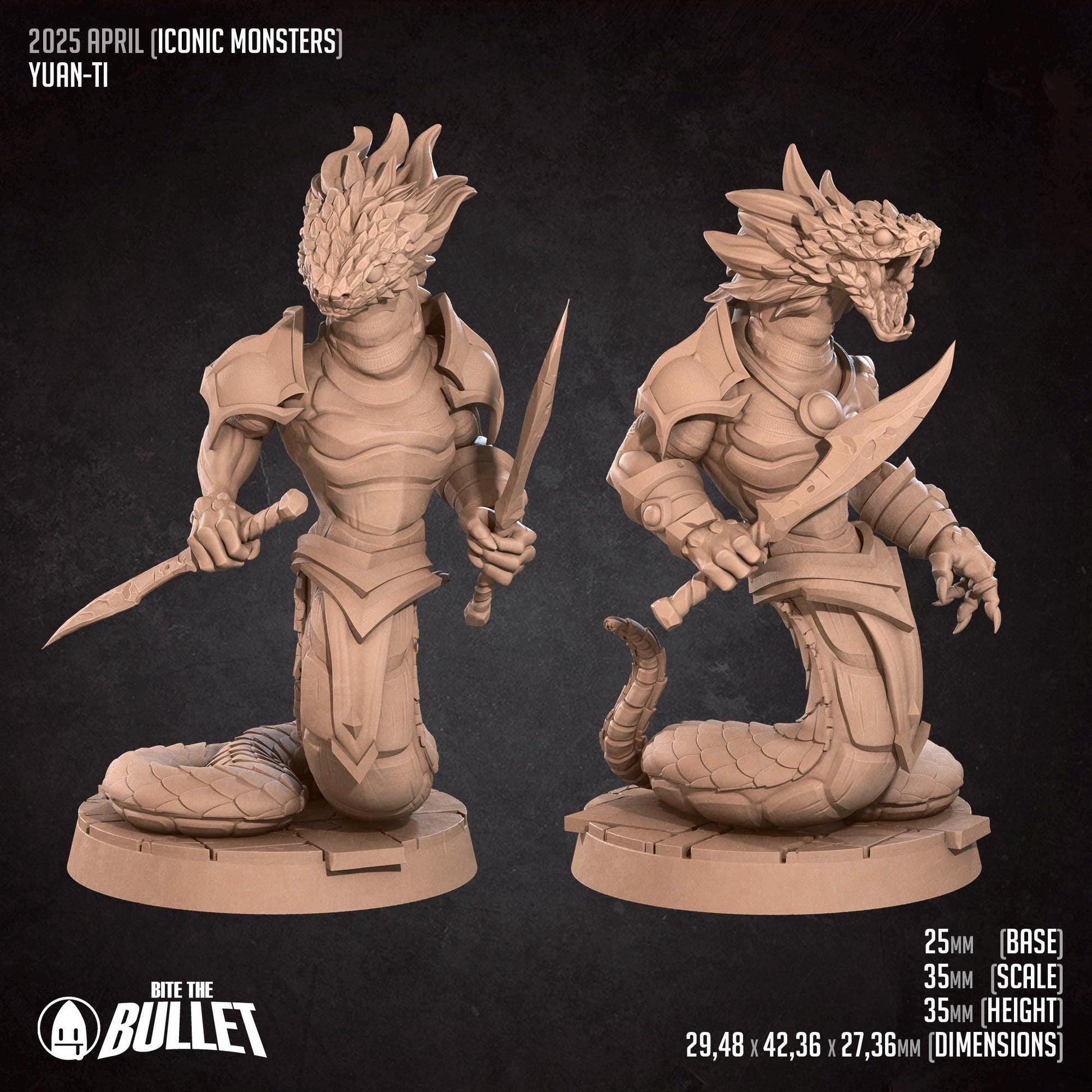 Yuan Ti | Iconic Monsters | Bite The Bullet | 35mm Scale | Resin Printed Tabletop RPG Miniature Figures | DND | 5E