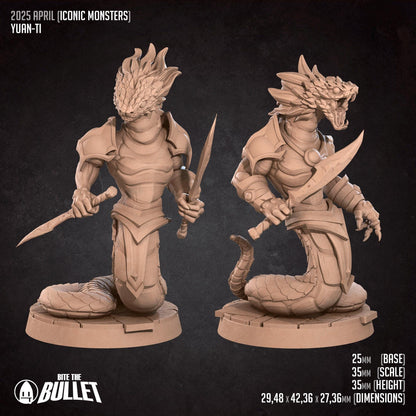 Yuan Ti | Iconic Monsters | Bite The Bullet | 35mm Scale | Resin Printed Tabletop RPG Miniature Figures | DND | 5E