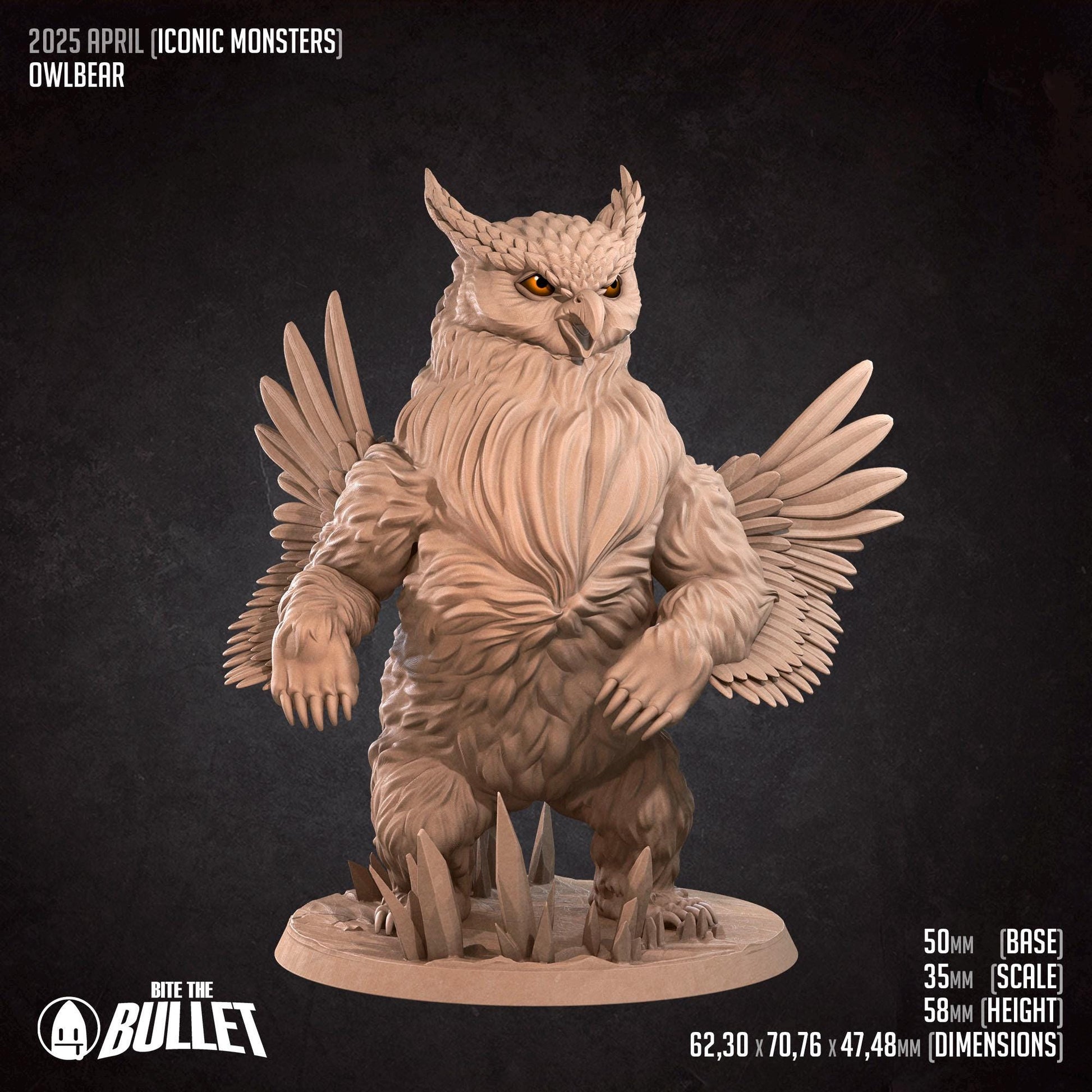 Owlbear | Iconic Monsters | Bite The Bullet | 35mm Scale | Resin Printed Tabletop RPG Miniature Figures | DND | 5E