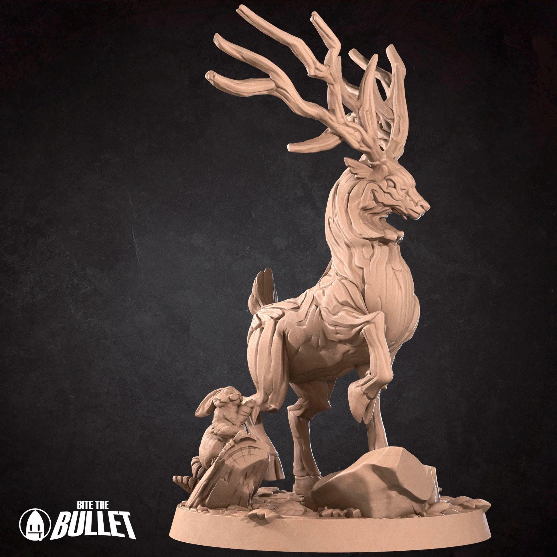 Human Animist With Deer Companion | Iconic Heroes | Bite The Bullet | 35mm Scale | Resin Printed Tabletop RPG Miniature Figures | DND | 5E
