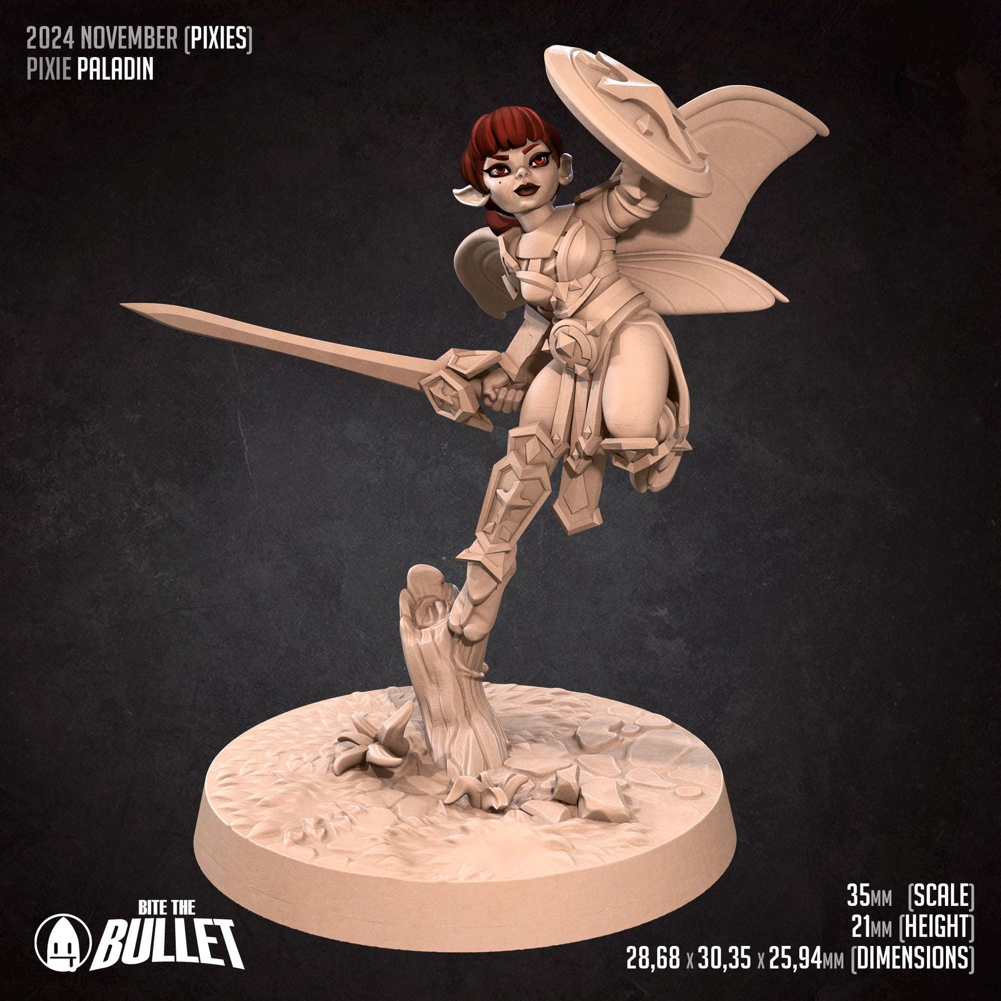 Pixie Paladin | Pixies | Bite The Bullet | 35mm Scale | Resin Printed Tabletop RPG Miniature Figures | DND | 5E