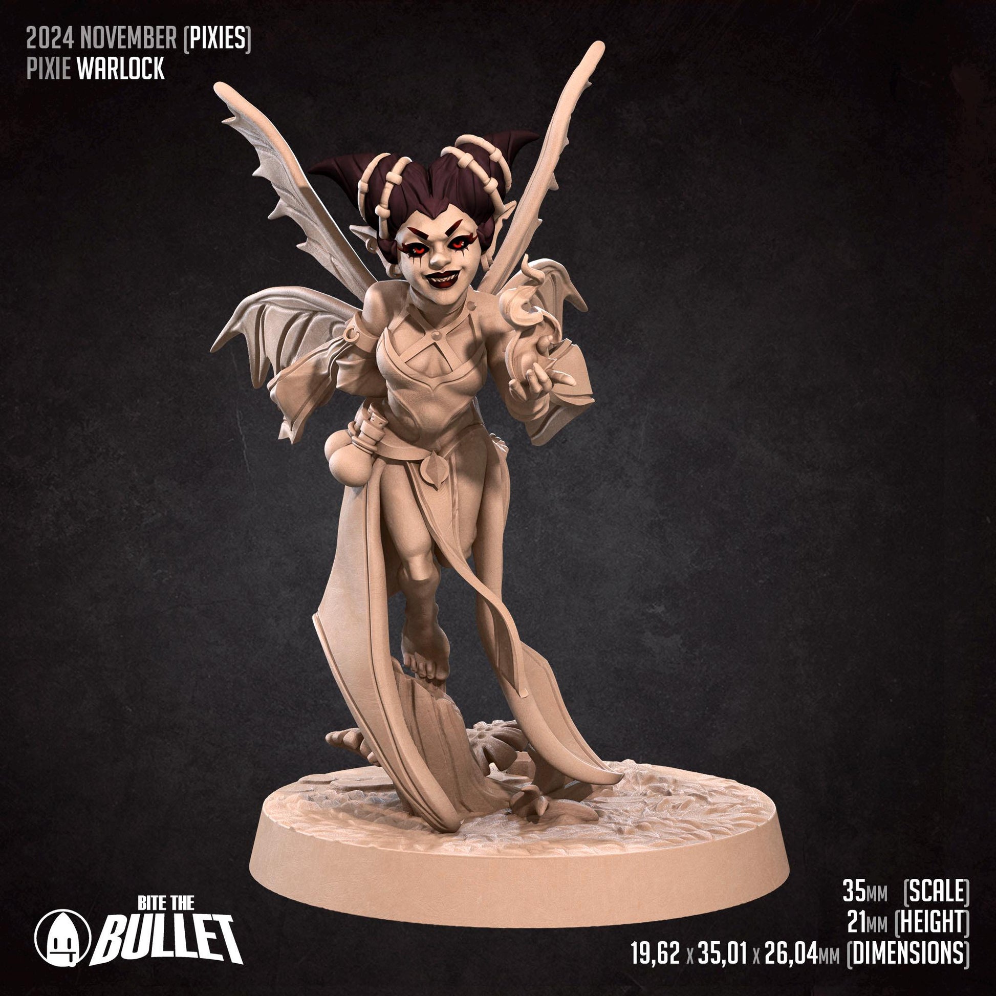 Pixie Warlock | Pixies | Bite The Bullet | 35mm Scale | Resin Printed Tabletop RPG Miniature Figures | DND | 5E