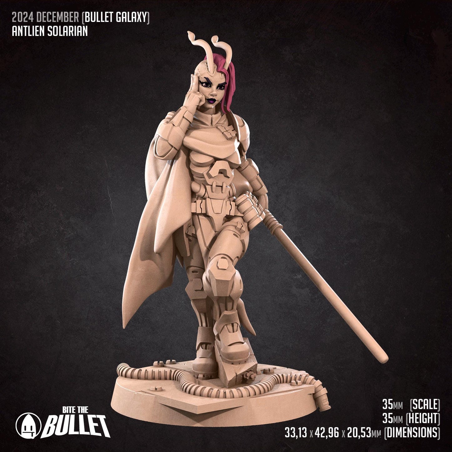 Antlien Solarian | Bullet Galaxy | Bite The Bullet | 35mm Scale | Resin Printed Tabletop RPG Miniature Figures | DND | 5E