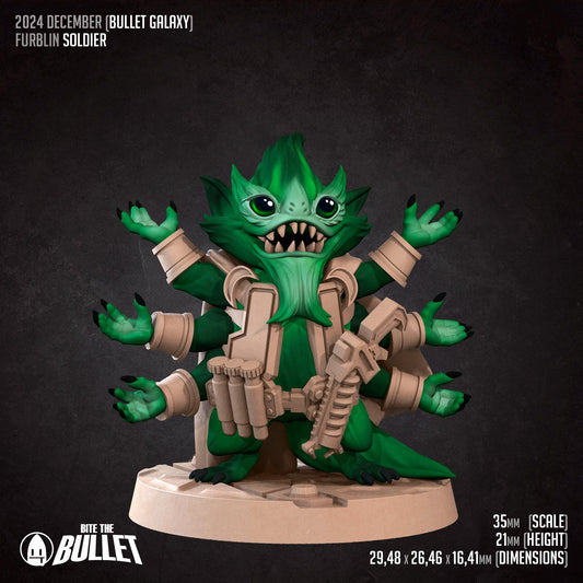 Furblin Soldier | Bullet Galaxy | Bite The Bullet | 35mm Scale | Resin Printed Tabletop RPG Miniature Figures | DND | 5E
