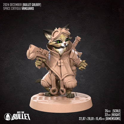 Space Catfolk Vanguard | Bullet Galaxy | Bite The Bullet | 35mm Scale | Resin Printed Tabletop RPG Miniature Figures | DND | 5E