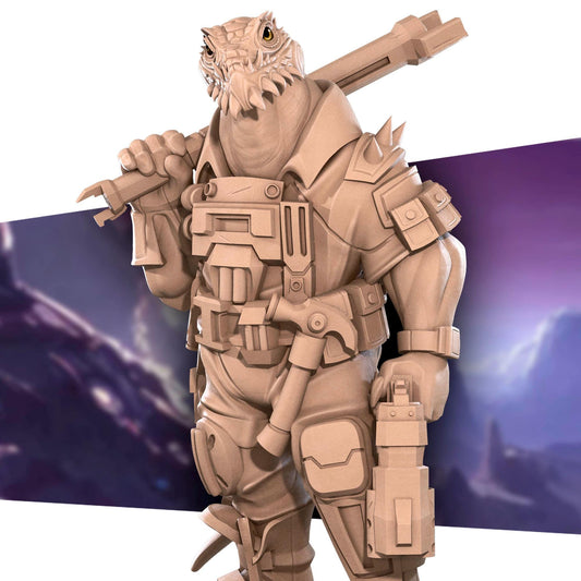 Space Lizard Mechanic | Bullet Galaxy | Bite The Bullet | 35mm Scale | Resin Printed Tabletop RPG Miniature Figures | DND | 5E