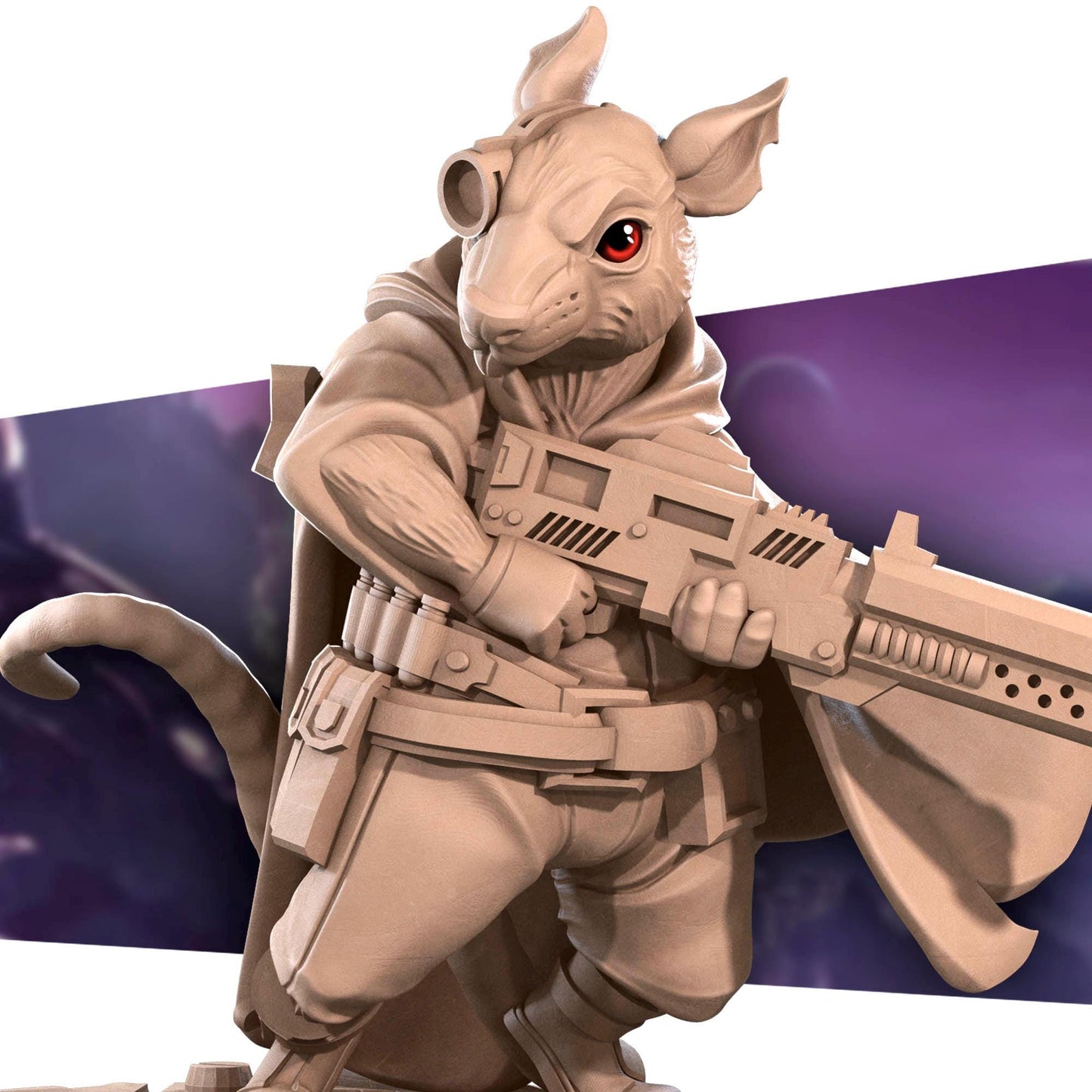 Space Ratfolk Soldier | Bullet Galaxy | Bite The Bullet | 35mm Scale | Resin Printed Tabletop RPG Miniature Figures | DND | 5E