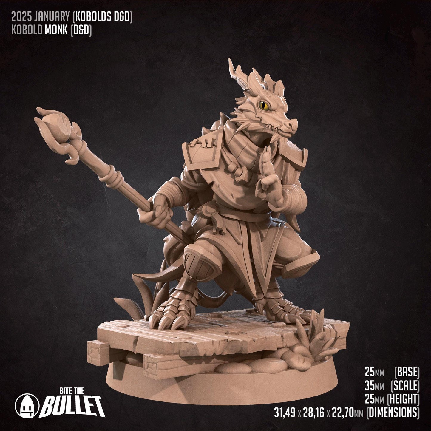 Kobold Monk | Kobolds D&D | Bite The Bullet | 35mm Scale | Resin Printed Tabletop RPG Miniature Figures | DND | 5E