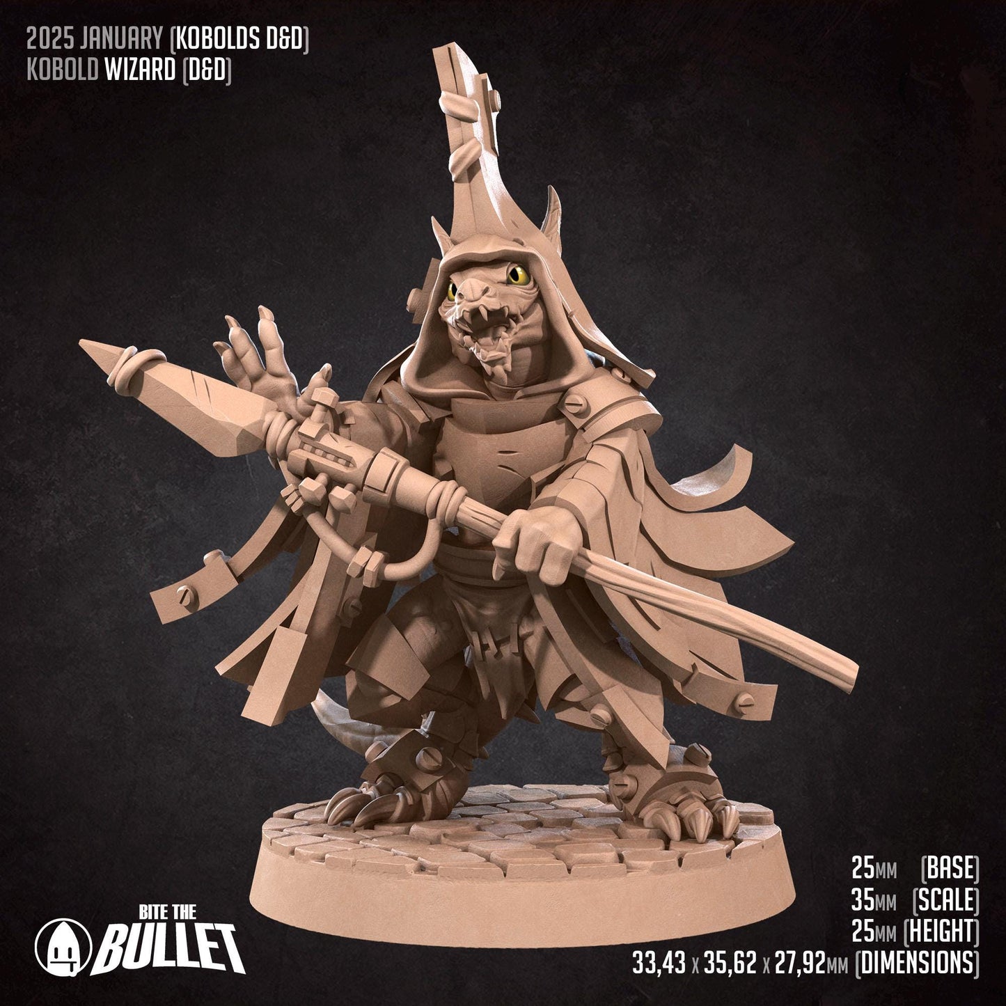 Kobold Wizard | Kobolds D&D | Bite The Bullet | 35mm Scale | Resin Printed Tabletop RPG Miniature Figures | DND | 5E