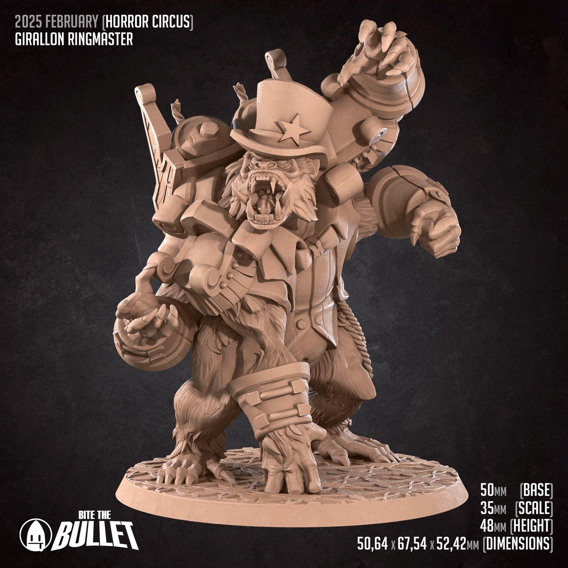 Girallon Ringmaster | Horror Circus | Bite The Bullet | 35mm Scale | Resin Printed Tabletop RPG Miniature Figures | DND | 5E