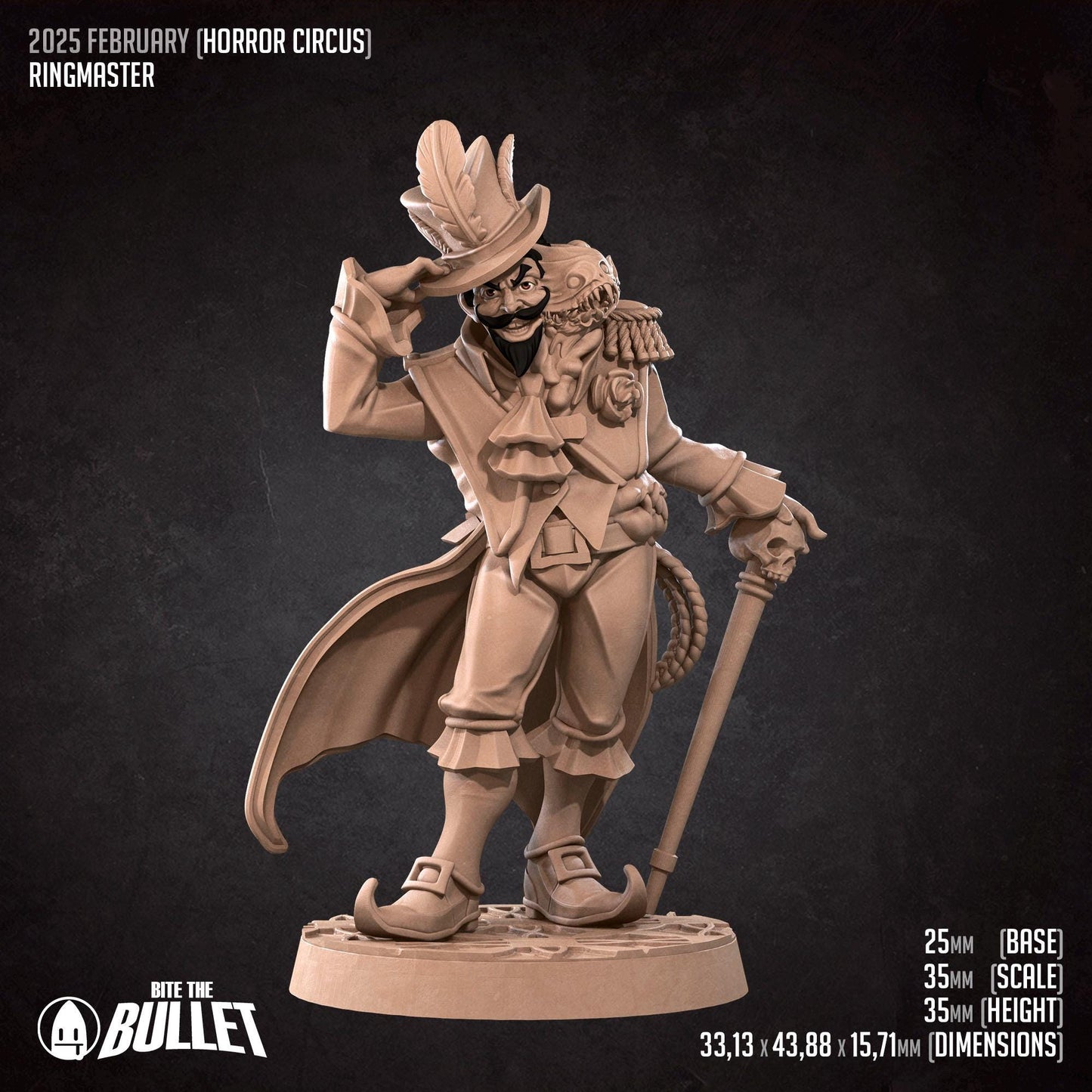 Ringmaster | Horror Circus | Bite The Bullet | 35mm Scale | Resin Printed Tabletop RPG Miniature Figures | DND | 5E