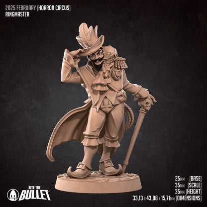 Ringmaster | Horror Circus | Bite The Bullet | 35mm Scale | Resin Printed Tabletop RPG Miniature Figures | DND | 5E
