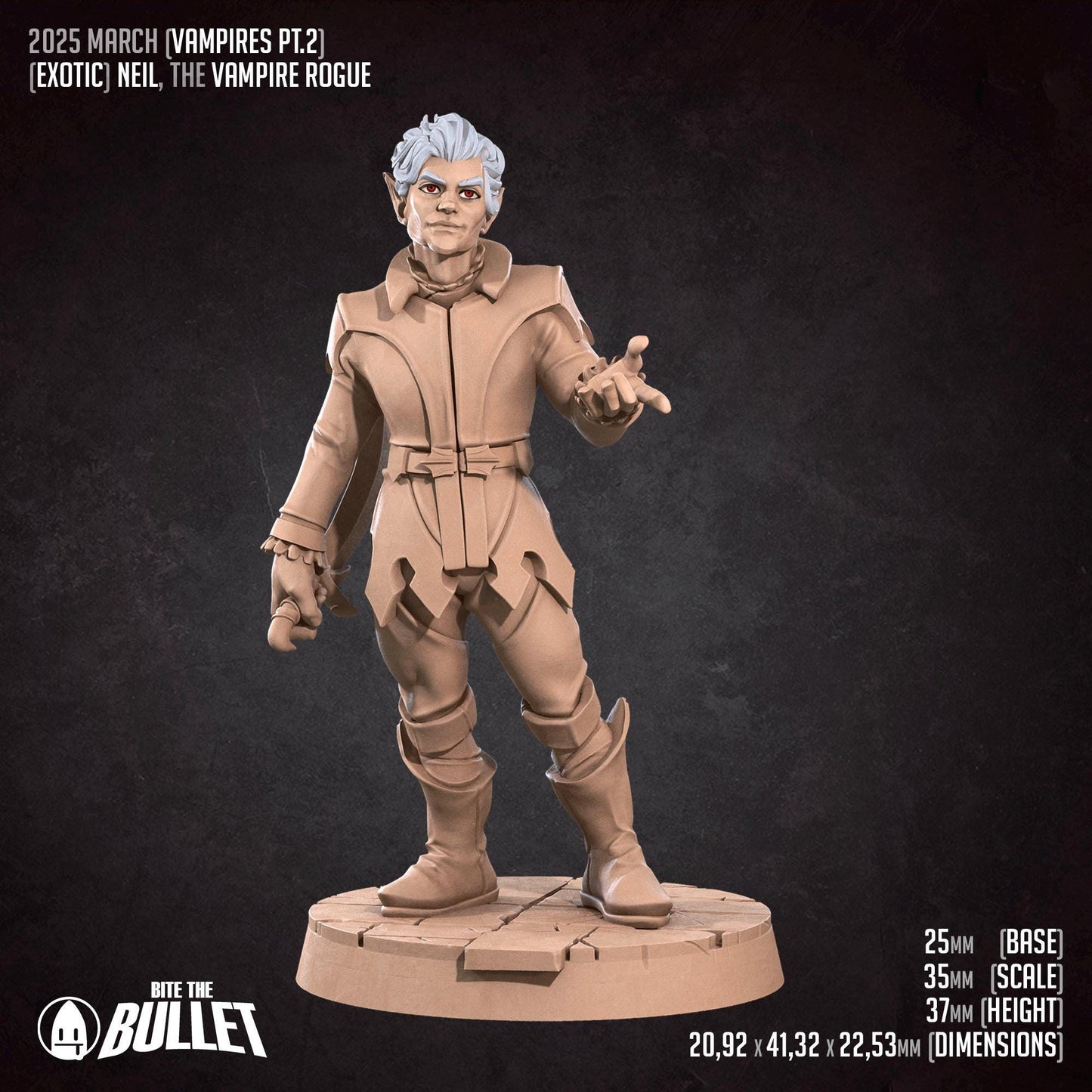 Neil | Vampires Pt. 2 | Bite The Bullet | 35mm Scale | Resin Printed Tabletop RPG Miniature Figures | DND | 5E