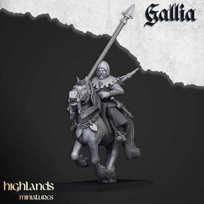 Gallia Mounted Men At Arms | Gallia | Highland Miniatures | 32mm Scale Resin Tabletop RPG Figures for Roleplaying and Wargaming