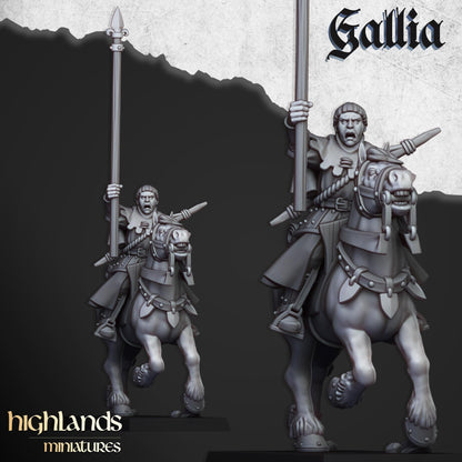 Gallia Mounted Men At Arms | Gallia | Highland Miniatures | 32mm Scale Resin Tabletop RPG Figures for Roleplaying and Wargaming