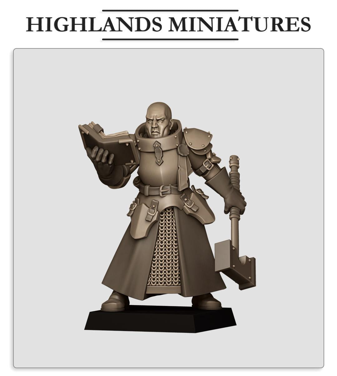 Sunland Battle Priest 1 | Sunland | Highland Miniatures | 32mm Scale Resin Tabletop RPG Figures for Roleplaying and Wargaming