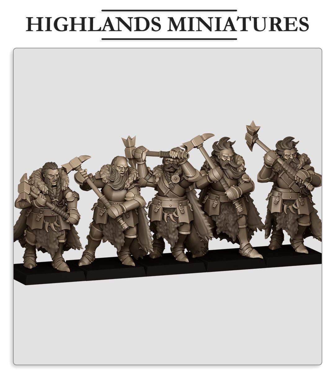 Mergenheim Knights On Foot | Mergenheim | Highland Miniatures | 32mm Scale Resin Tabletop RPG Figures for Roleplaying and Wargaming