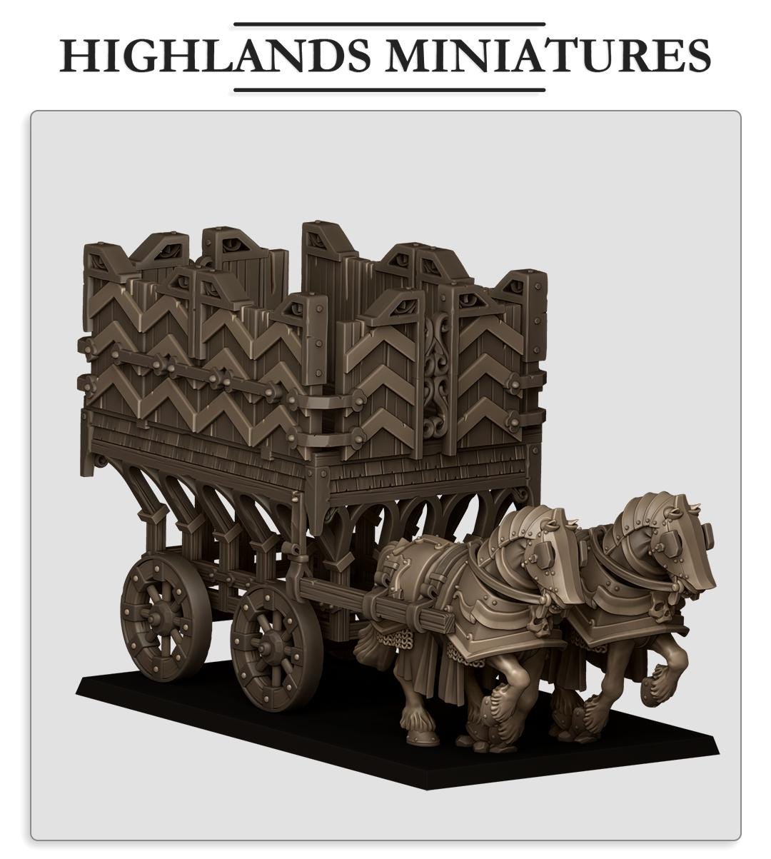 Sunland Armored Wagon | Sunland | Highland Miniatures | 32mm Scale Resin Tabletop RPG Figures for Roleplaying and Wargaming