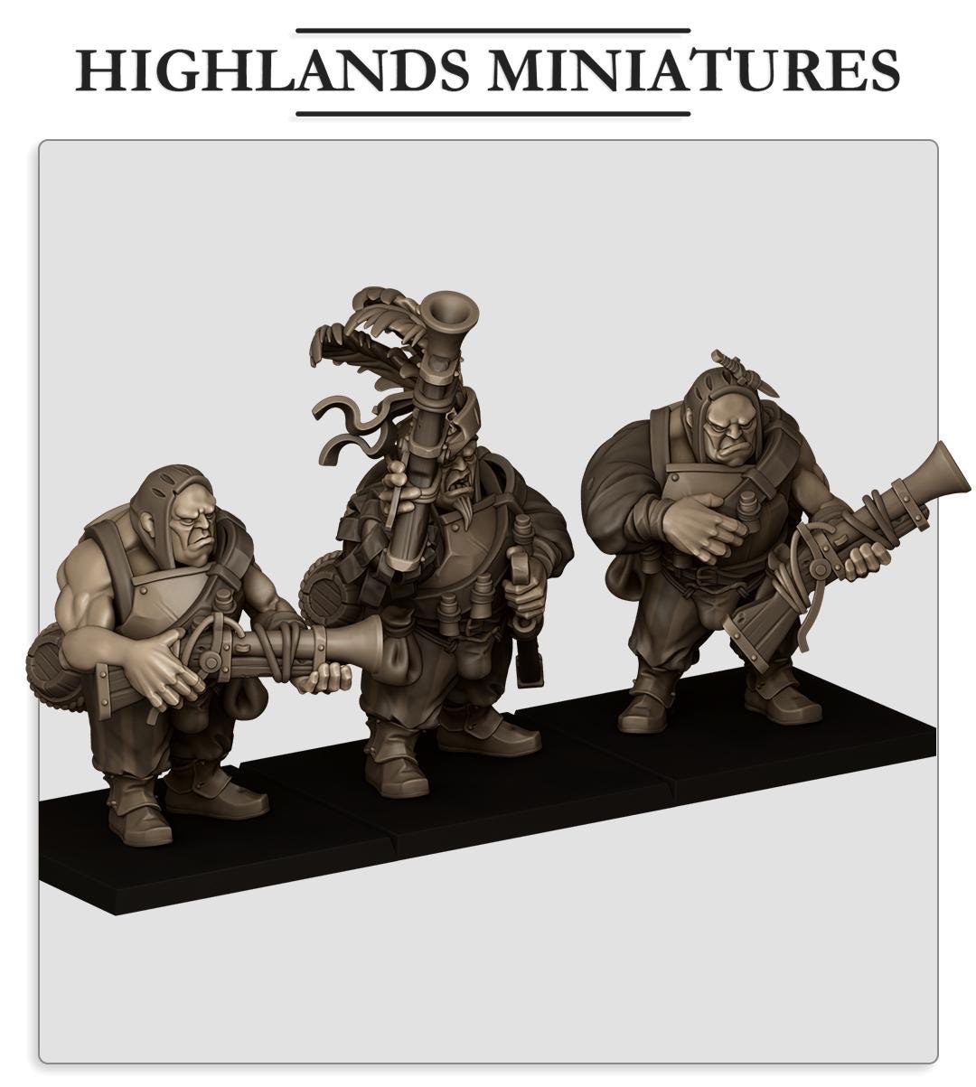 Ogres With Blunderbuss | Sunland | Highland Miniatures | 32mm Scale Resin Tabletop RPG Figures for Roleplaying and Wargaming