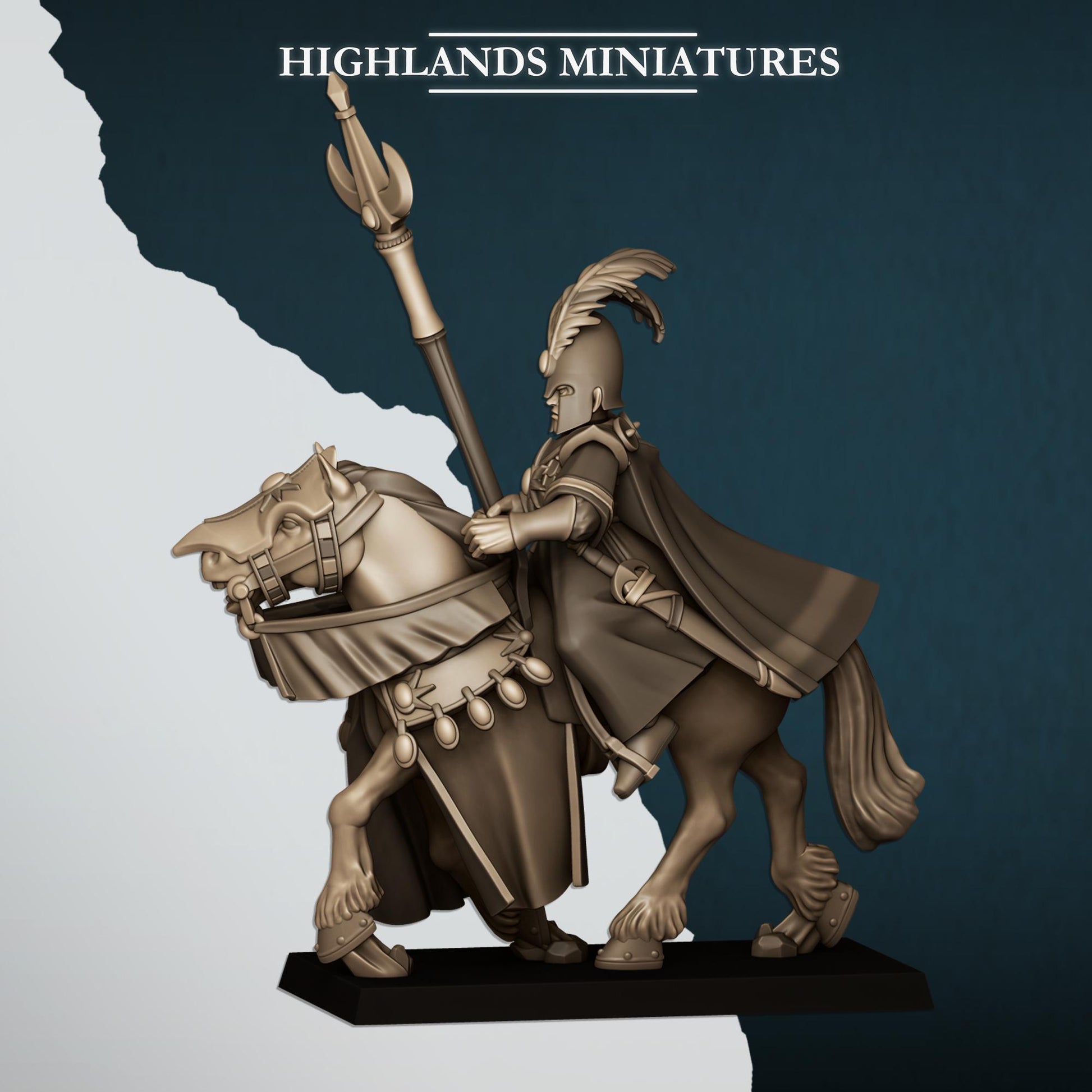 Mounted Aegean Elf Mage | Aegean Elves | Highland Miniatures | 32mm Scale Resin Tabletop RPG Figures for Roleplaying and Wargaming