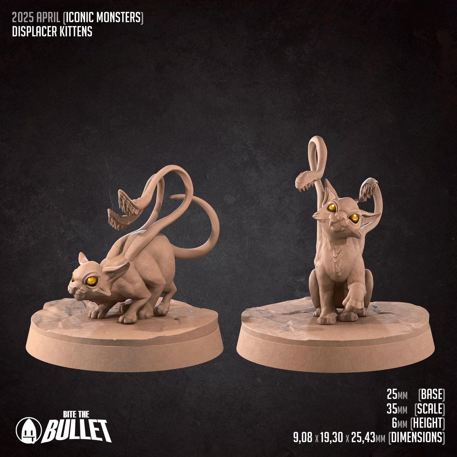 Displacer Kittens | Iconic Monsters | Bite The Bullet | 35mm Scale | Resin Printed Tabletop RPG Miniature Figures | DND | 5E