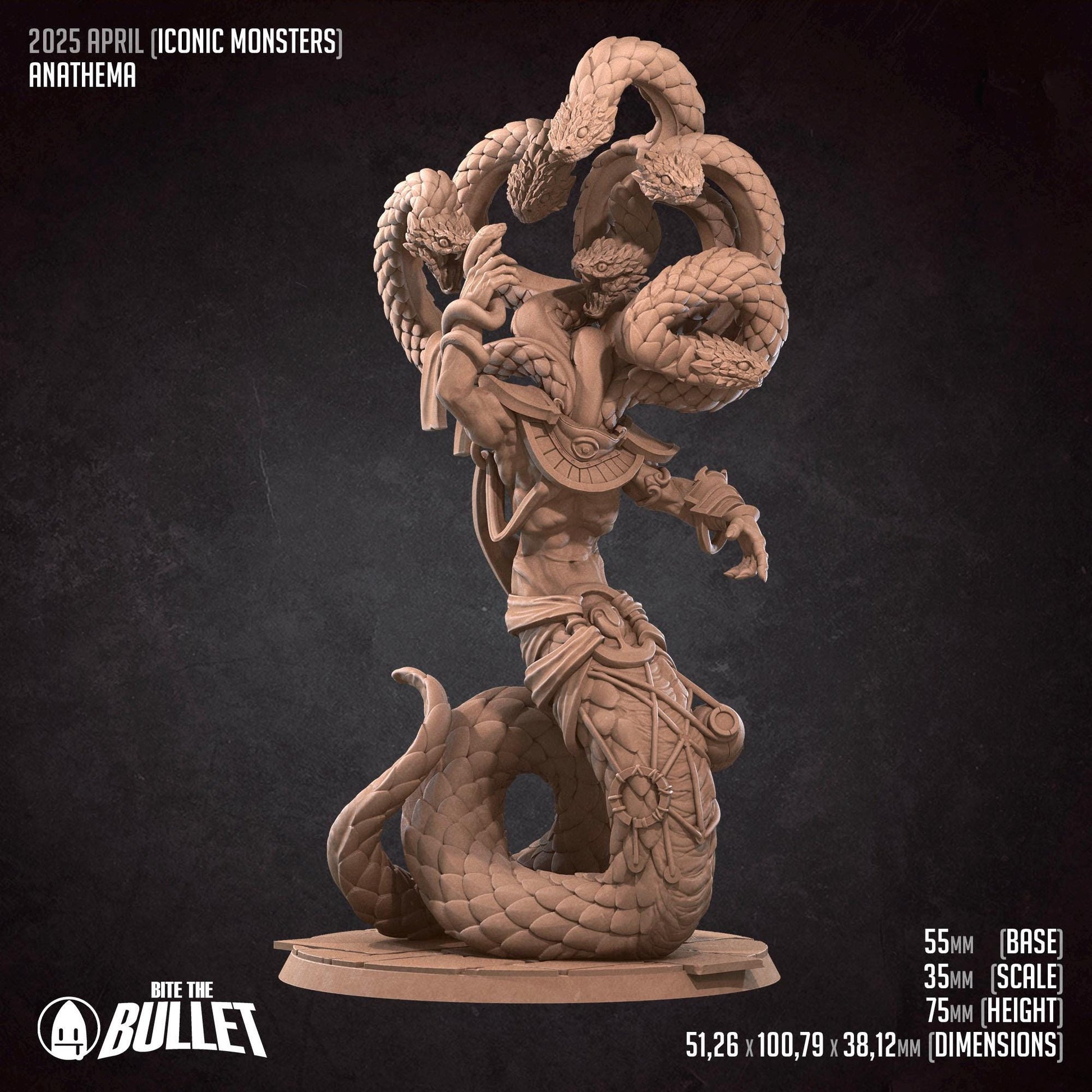Yuan Ti Anathema | Iconic Monsters | Bite The Bullet | 35mm Scale | Resin Printed Tabletop RPG Miniature Figures | DND | 5E