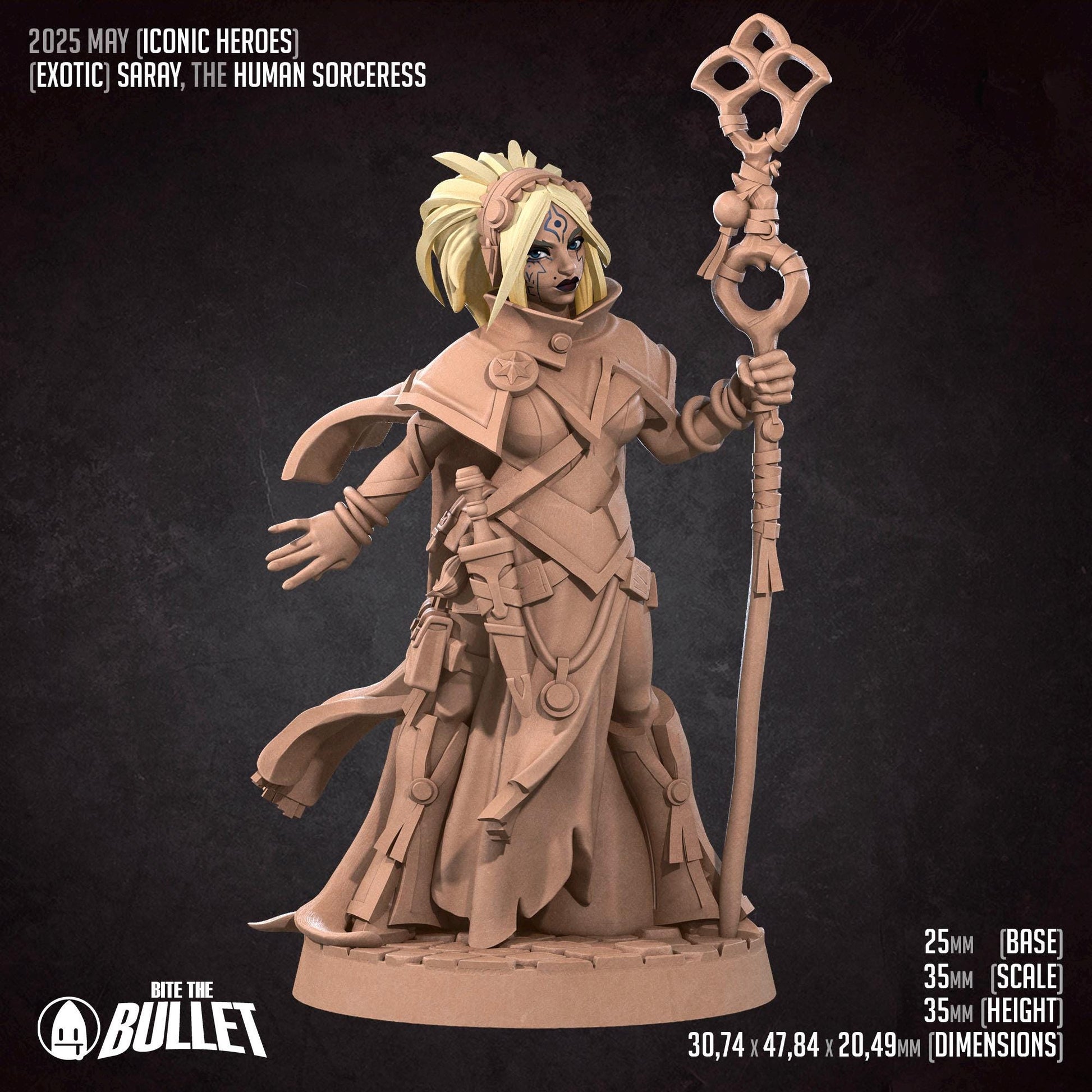 Human Sorceress | Iconic Heroes | Bite The Bullet | 35mm Scale | Resin Printed Tabletop RPG Miniature Figures | DND | 5E