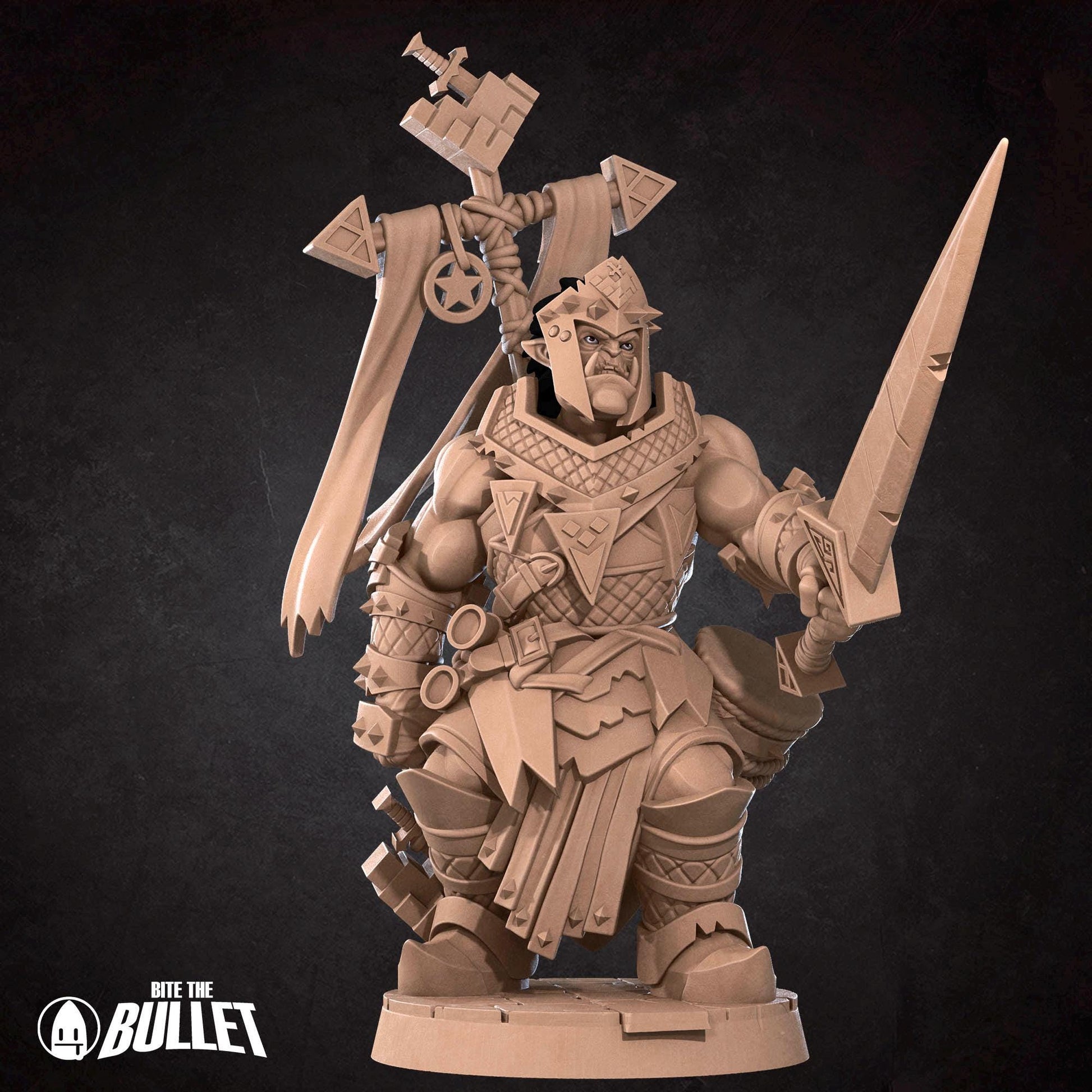 Half-Orc War Priest | Iconic Heroes | Bite The Bullet | 35mm Scale | Resin Printed Tabletop RPG Miniature Figures | DND | 5E