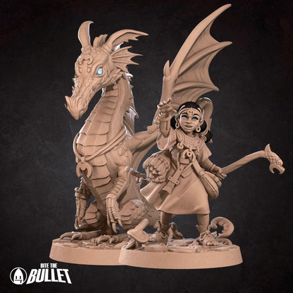 Human Summoner With Young Dragon | Iconic Heroes | Bite The Bullet | 35mm Scale | Resin Printed Tabletop RPG Miniature Figures | DND | 5E