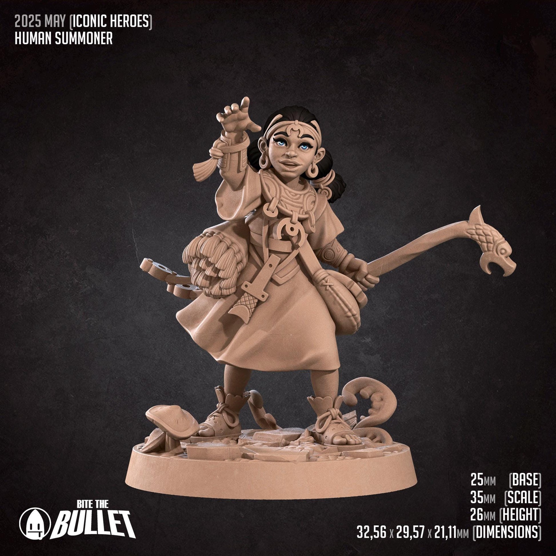 Human Summoner With Young Dragon | Iconic Heroes | Bite The Bullet | 35mm Scale | Resin Printed Tabletop RPG Miniature Figures | DND | 5E