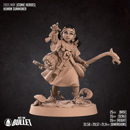 Human Summoner With Young Dragon | Iconic Heroes | Bite The Bullet | 35mm Scale | Resin Printed Tabletop RPG Miniature Figures | DND | 5E