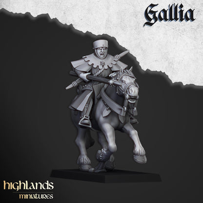 Gallia Mounted Men At Arms | Gallia | Highland Miniatures | 32mm Scale Resin Tabletop RPG Figures for Roleplaying and Wargaming