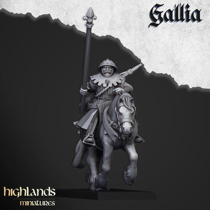 Gallia Mounted Men At Arms | Gallia | Highland Miniatures | 32mm Scale Resin Tabletop RPG Figures for Roleplaying and Wargaming