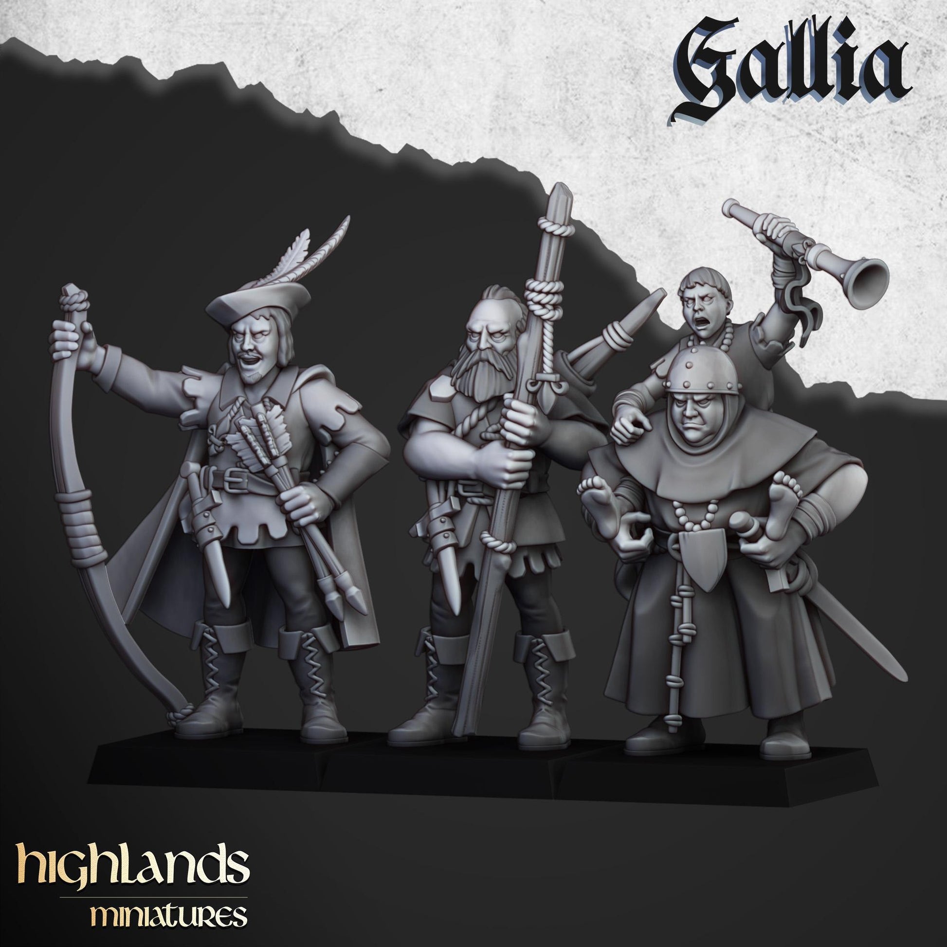 Robin Hood Heroes | Gallia | Highland Miniatures | 32mm Scale Resin Tabletop RPG Figures for Roleplaying and Wargaming