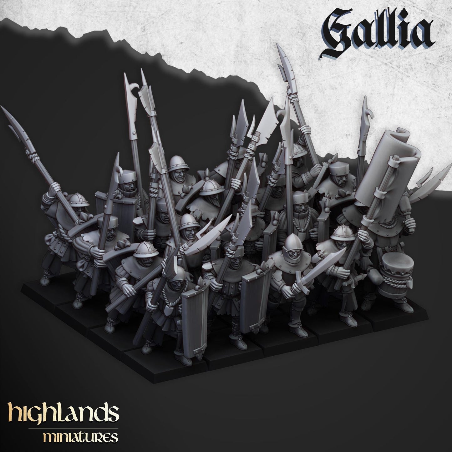 Gallia Men At Arms | Gallia | Highland Miniatures | 32mm Scale Resin Tabletop RPG Figures for Roleplaying and Wargaming