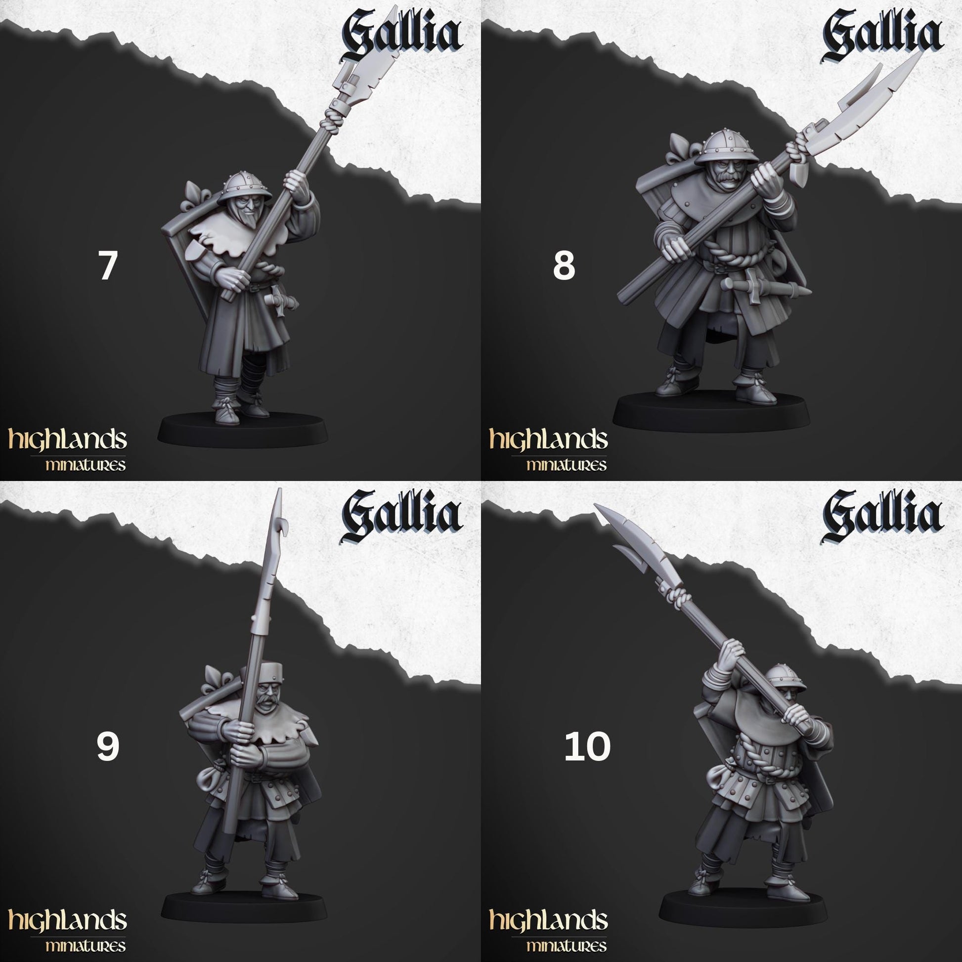 Gallia Men At Arms | Gallia | Highland Miniatures | 32mm Scale Resin Tabletop RPG Figures for Roleplaying and Wargaming