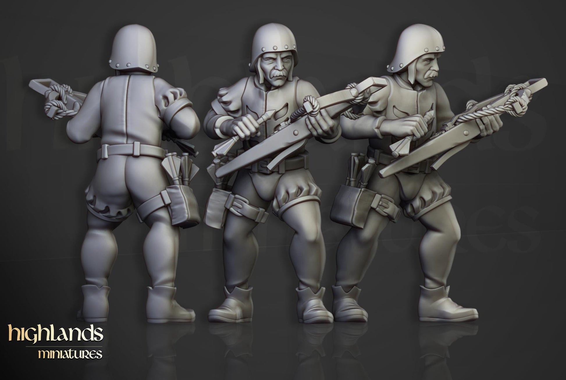 Sunland Crossbowmen Militia | Sunland | Highland Miniatures | 32mm Scale Resin Tabletop RPG Figures for Roleplaying and Wargaming