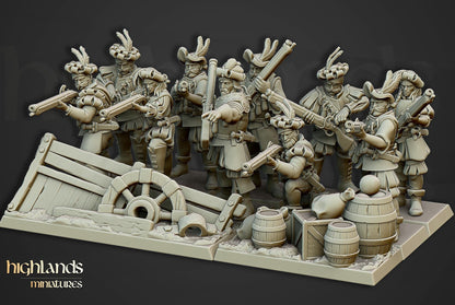 The Arquebusiers Unit | Sunland | Highland Miniatures | 32mm Scale Resin Tabletop RPG Figures for Roleplaying and Wargaming