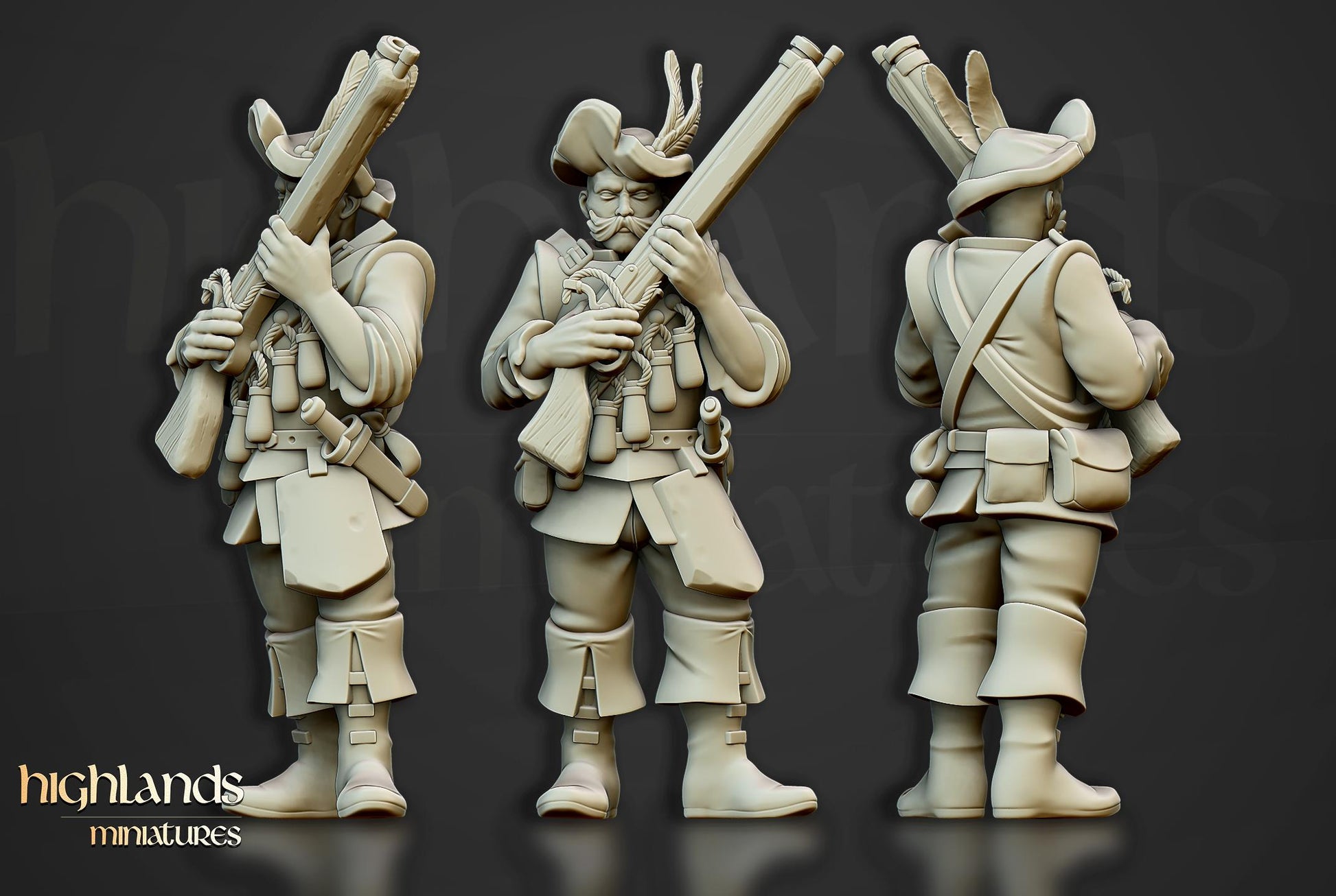 The Arquebusiers Unit | Sunland | Highland Miniatures | 32mm Scale Resin Tabletop RPG Figures for Roleplaying and Wargaming