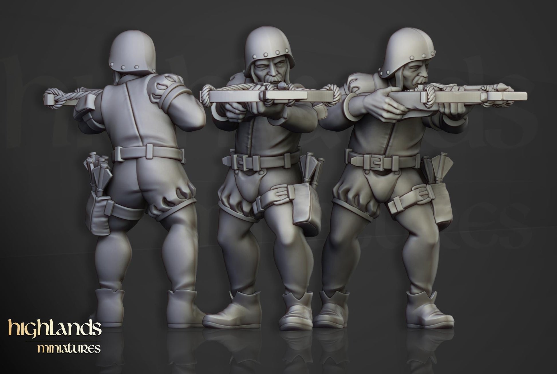 Sunland Crossbowmen Militia | Sunland | Highland Miniatures | 32mm Scale Resin Tabletop RPG Figures for Roleplaying and Wargaming