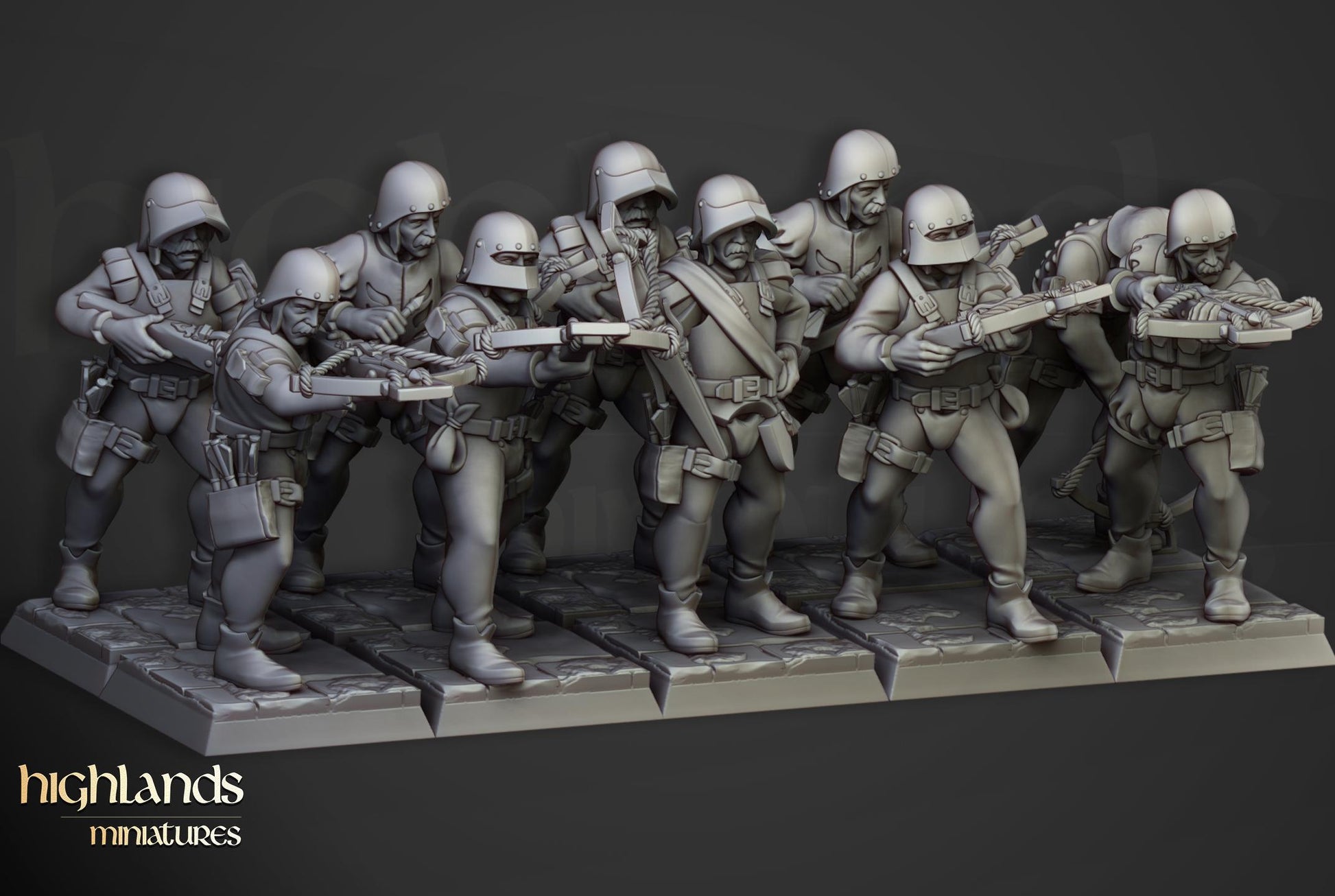 Sunland Crossbowmen Militia | Sunland | Highland Miniatures | 32mm Scale Resin Tabletop RPG Figures for Roleplaying and Wargaming