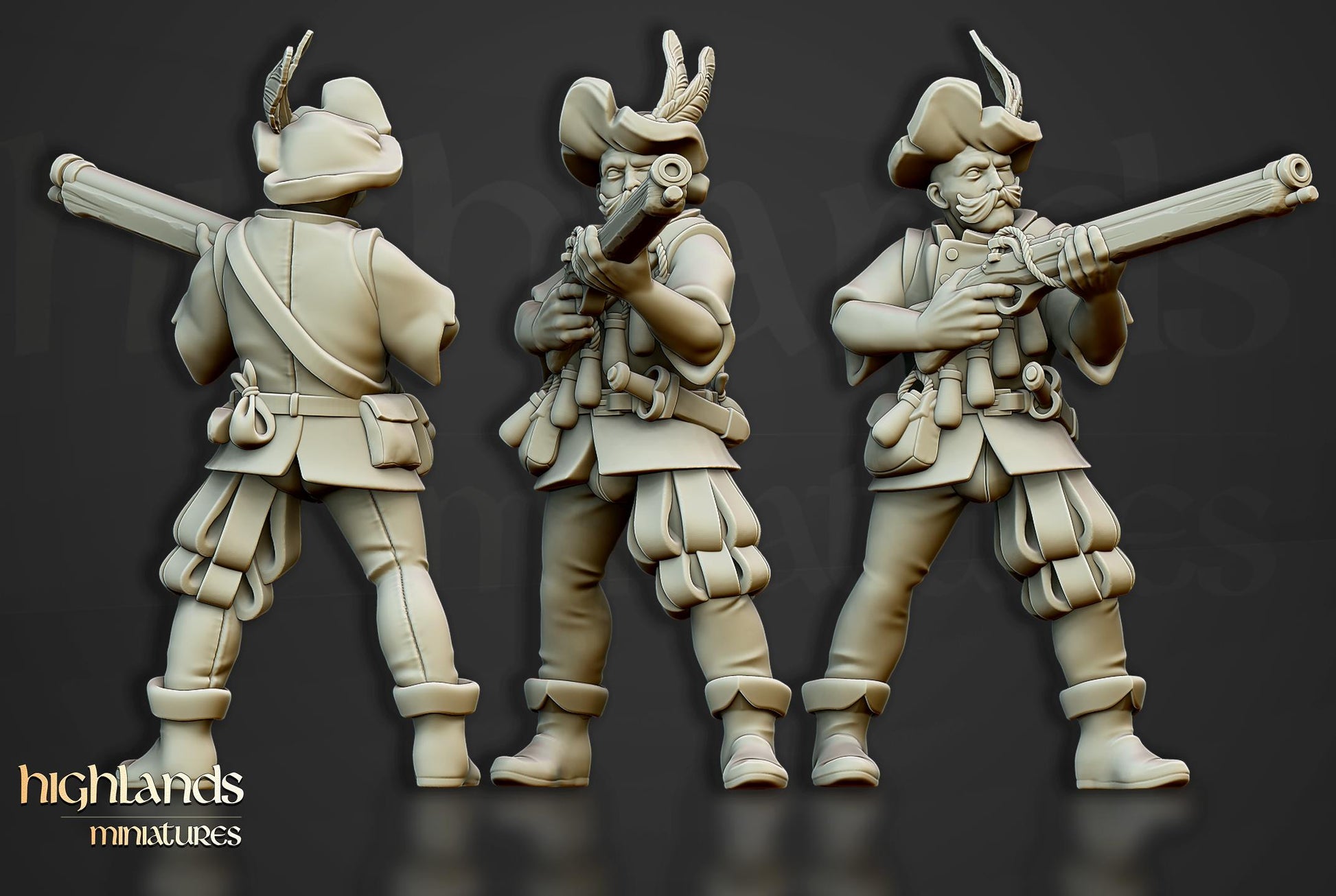 The Arquebusiers Unit | Sunland | Highland Miniatures | 32mm Scale Resin Tabletop RPG Figures for Roleplaying and Wargaming